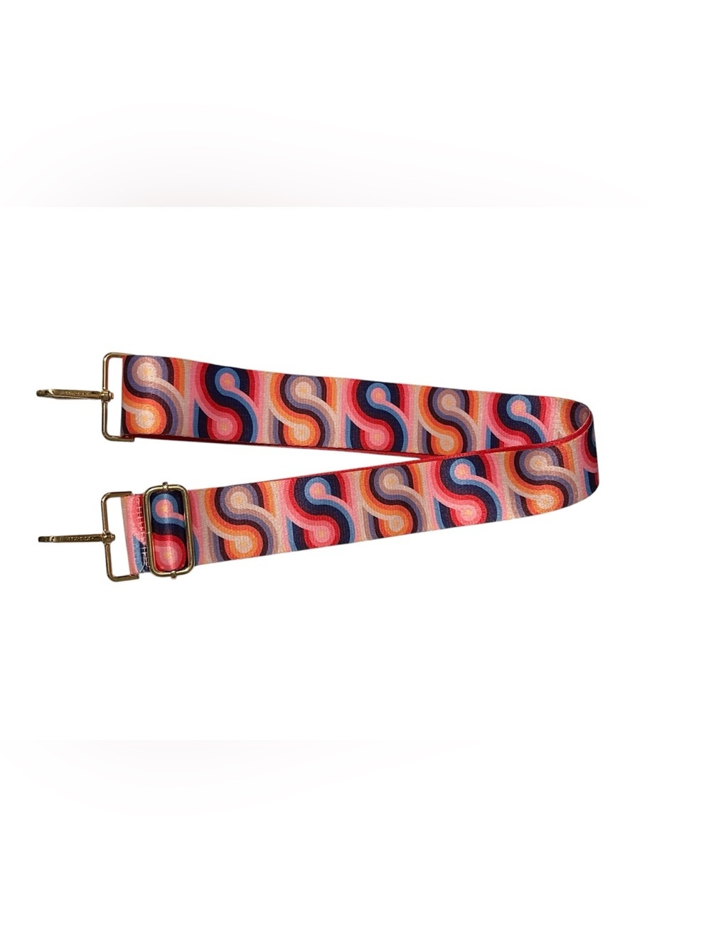 Kedzie. Retro Multicolor Wave Adjustable Bag Strap with Gold Hardware